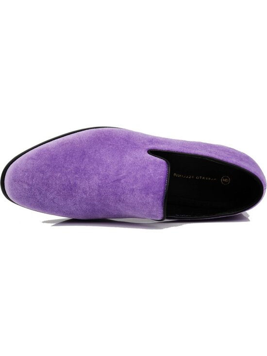Men\'s Plain Lavender Vintage Velvet Loafers Slip On Classic Tuxedo Dress Shoes main image 7